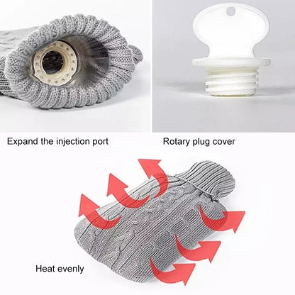 ELECTROPRIME Hot Water Bottle Solid Color Knitting Cover (Without Hot Water Bottle) Water-filled Hot Water Soft Knitting Bottle Velvet Bag(Deep blue)