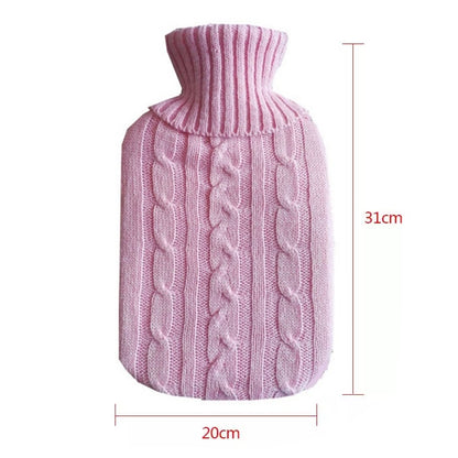 ELECTROPRIME Hot Water Bottle Solid Color Knitting Cover (Without Hot Water Bottle) Water-filled Hot Water Soft Knitting Bottle Velvet Bag(Pink)