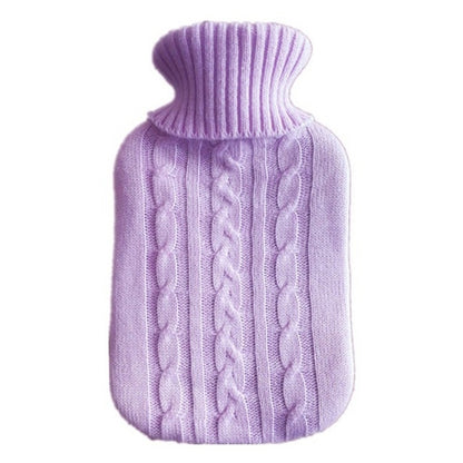 ELECTROPRIME Hot Water Bottle Solid Color Knitting Cover (Without Hot Water Bottle) Water-filled Hot Water Soft Knitting Bottle Velvet Bag(Light purple)