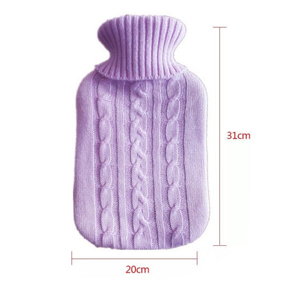 ELECTROPRIME Hot Water Bottle Solid Color Knitting Cover (Without Hot Water Bottle) Water-filled Hot Water Soft Knitting Bottle Velvet Bag(Light purple)