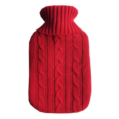ELECTROPRIME Hot Water Bottle Solid Color Knitting Cover (Without Hot Water Bottle) Water-filled Hot Water Soft Knitting Bottle Velvet Bag(Red)