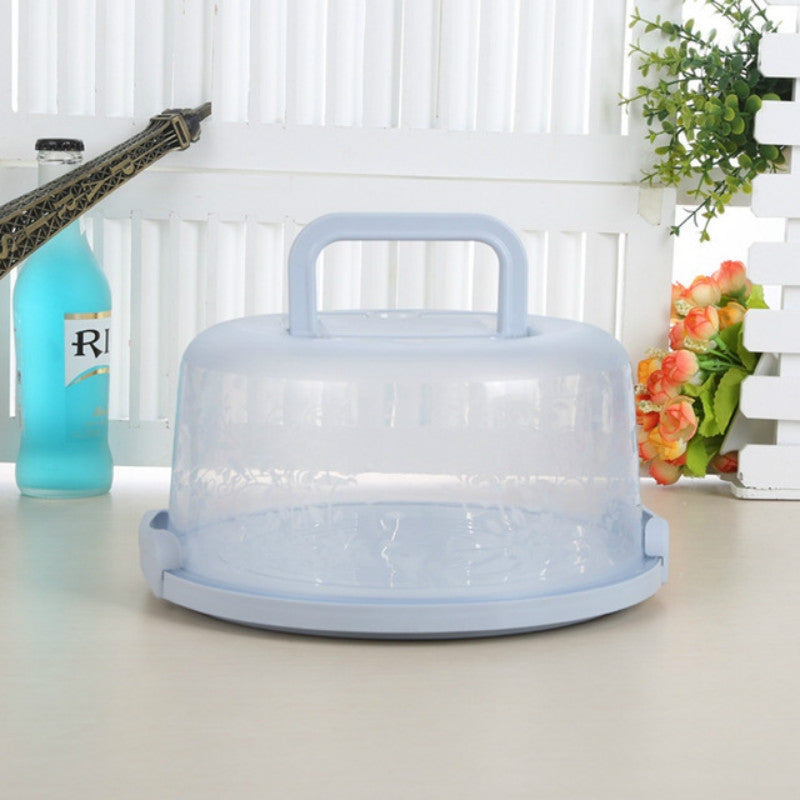 ELECTROPRIME Plastic Round Handle Storage BoxePortable Cake Box(Light Blue)