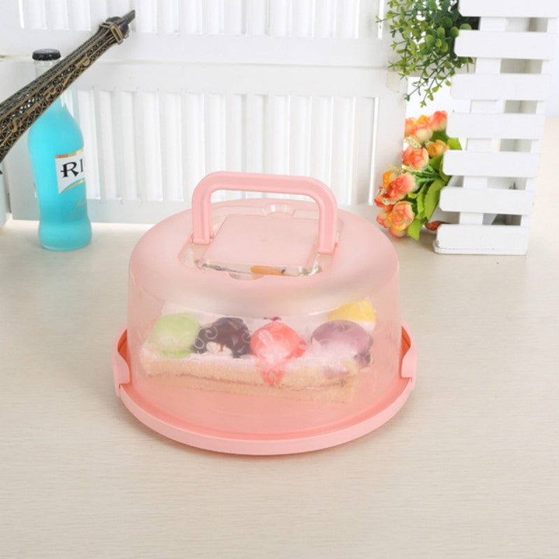ELECTROPRIME Plastic Round Handle Storage BoxePortable Cake Box(Pink)