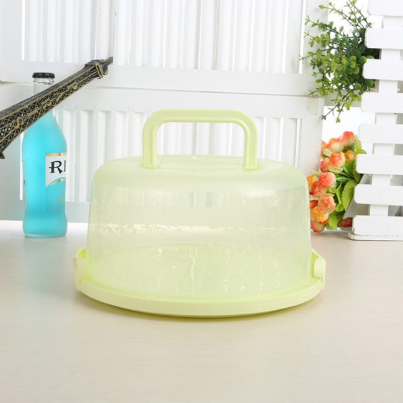 ELECTROPRIME Plastic Round Handle Storage BoxePortable Cake Box(Apple Green)