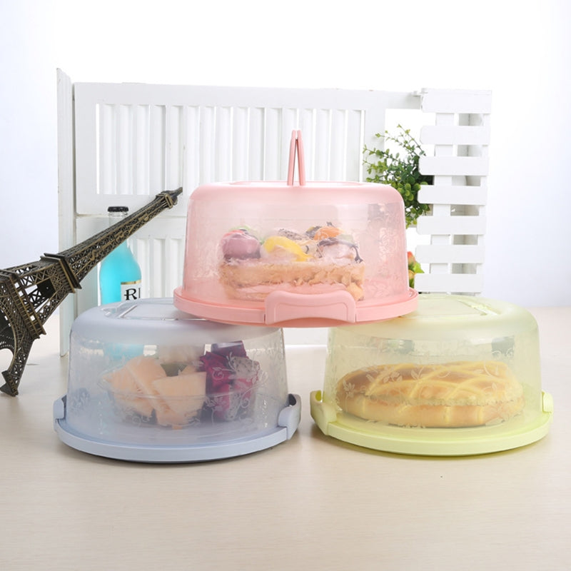 ELECTROPRIME Plastic Round Handle Storage BoxePortable Cake Box(Apple Green)
