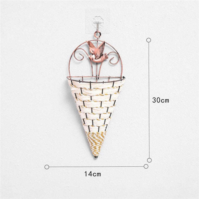 ELECTROPRIME Wall Wicker Hanging Rttan Vase Basket Farm Decoration, Random Color Delivery