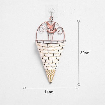 ELECTROPRIME Wall Wicker Hanging Rttan Vase Basket Farm Decoration, Random Color Delivery