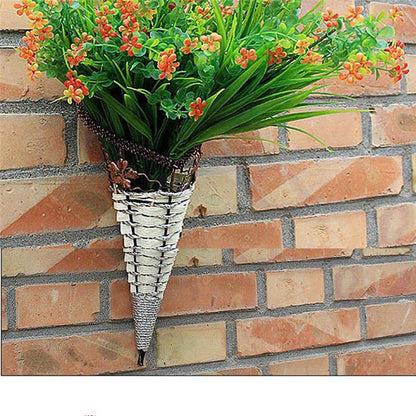 ELECTROPRIME Wall Wicker Hanging Rttan Vase Basket Farm Decoration, Random Color Delivery