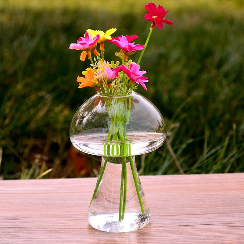 ELECTROPRIME Mushroom Shaped Glass Vase Terrarium Bottle Container Flower Home Table Decoration