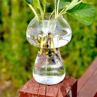 ELECTROPRIME Mushroom Shaped Glass Vase Terrarium Bottle Container Flower Home Table Decoration