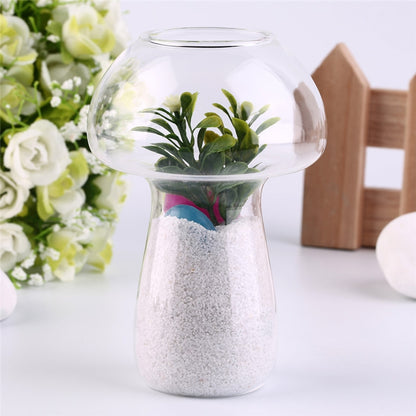 ELECTROPRIME Mushroom Shaped Glass Vase Terrarium Bottle Container Flower Home Table Decoration