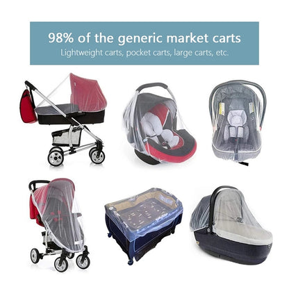 ELECTROPRIME 3 PCS 150cm Baby Pushchair Mosquito Insect Shield Net Safe Infants Protection Mesh Stroller Accessories Mosquito Net(black)
