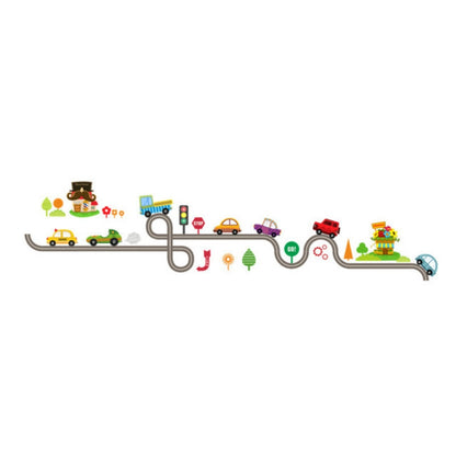 ELECTROPRIME Cartoon Track Car Children Bedroom Wall Stickers Decorative Green Wall Stickers(ZY083)