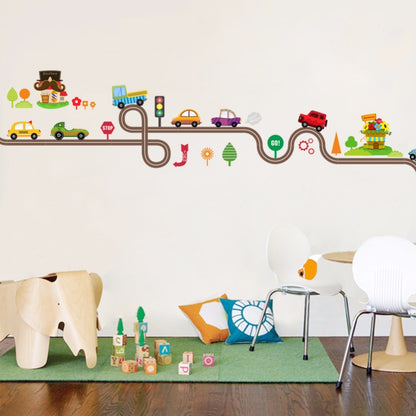 ELECTROPRIME Cartoon Track Car Children Bedroom Wall Stickers Decorative Green Wall Stickers(ZY083)