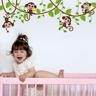 ELECTROPRIME Removable Wall Sticker Decals Mural Jungle Nursery Monkey Home Decor