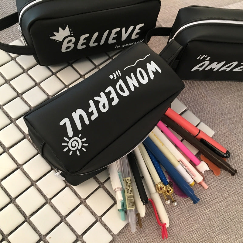 ELECTROPRIME Large Black Letter Creative Silicone Pen Box Pencilcase School Stationery Supplies(Belive)