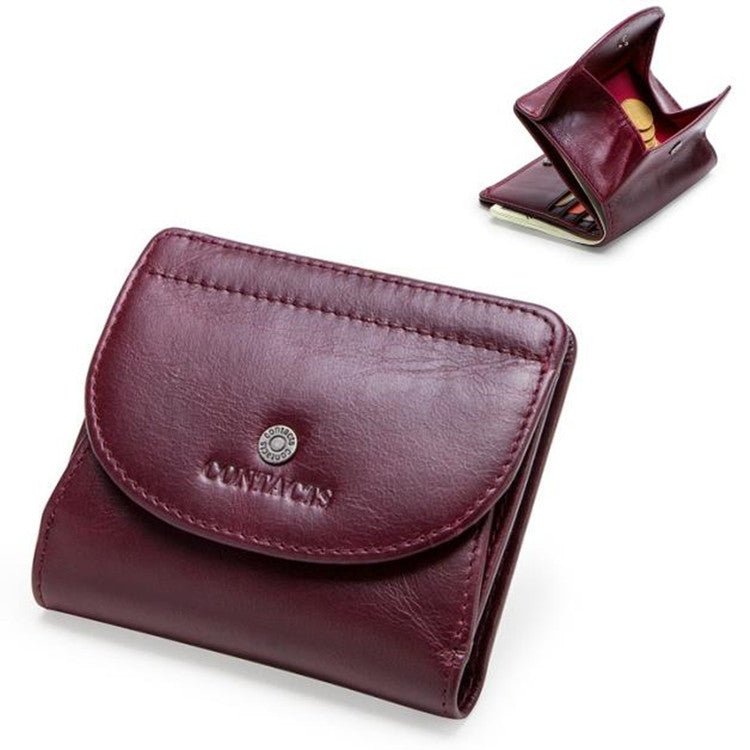 ELECTROPRIME Genuine Leather Women Wallet Fashion Coin Purse  Lady Money Bag  Mini Clutch(Red)
