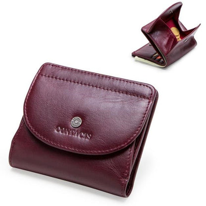 ELECTROPRIME Genuine Leather Women Wallet Fashion Coin Purse  Lady Money Bag  Mini Clutch(Red)