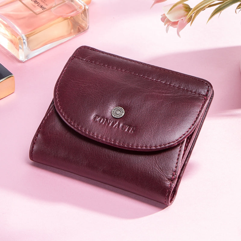 ELECTROPRIME Genuine Leather Women Wallet Fashion Coin Purse  Lady Money Bag  Mini Clutch(Red)