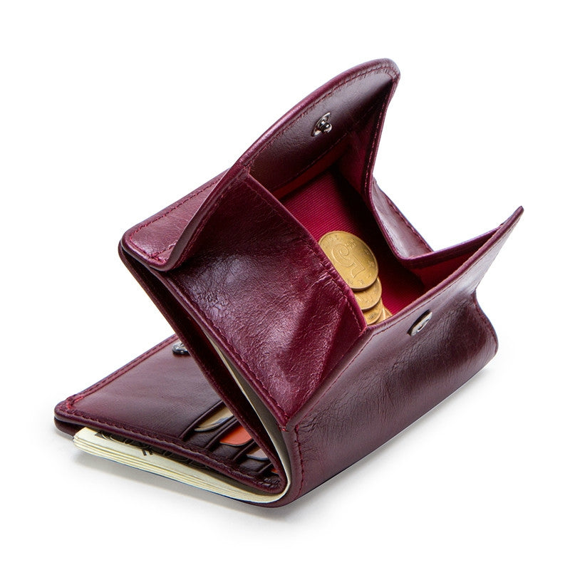 ELECTROPRIME Genuine Leather Women Wallet Fashion Coin Purse  Lady Money Bag  Mini Clutch(Red)