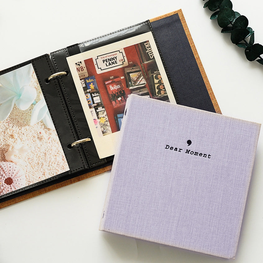 ELECTROPRIME 3  inch Photos Cotton Linen Loose-leaf Album Movie Ticket Postcard Storage Book(Grey)