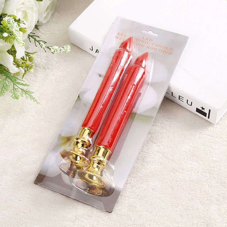 ELECTROPRIME 2 PCS Artificial Long Candle Light Plastic Electronic Candle(Red Shell Red Light)