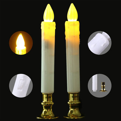 ELECTROPRIME 2 PCS Artificial Long Candle Light Plastic Electronic Candle(Red Shell Red Light)