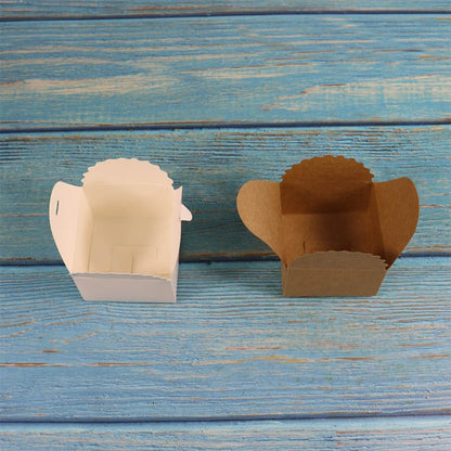 ELECTROPRIME 10 PCS Retro Mini Kraft Paper Box DIY Wedding Favor Gift Box Small Cake Box(White)