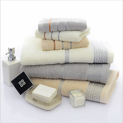 ELECTROPRIME 3 PCS Plaid Cotton Towel Bath Set(Khaki)