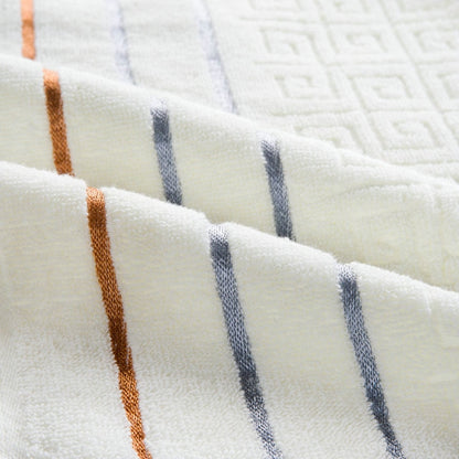 ELECTROPRIME 3 PCS Plaid Cotton Towel Bath Set(Milky)