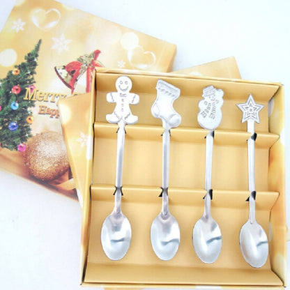 ELECTROPRIME 2 Sets Creative Stainless Steel Christmas Cutlery Four-piece Set