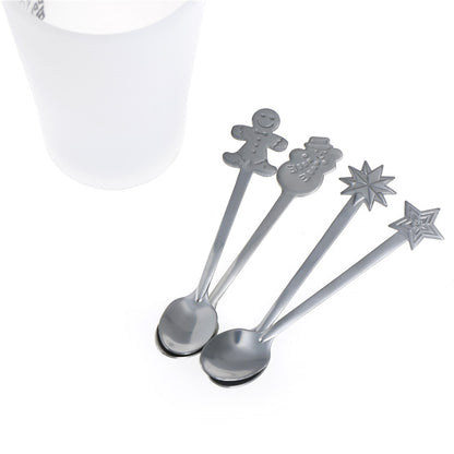 ELECTROPRIME 2 Sets Creative Stainless Steel Christmas Cutlery Four-piece Set