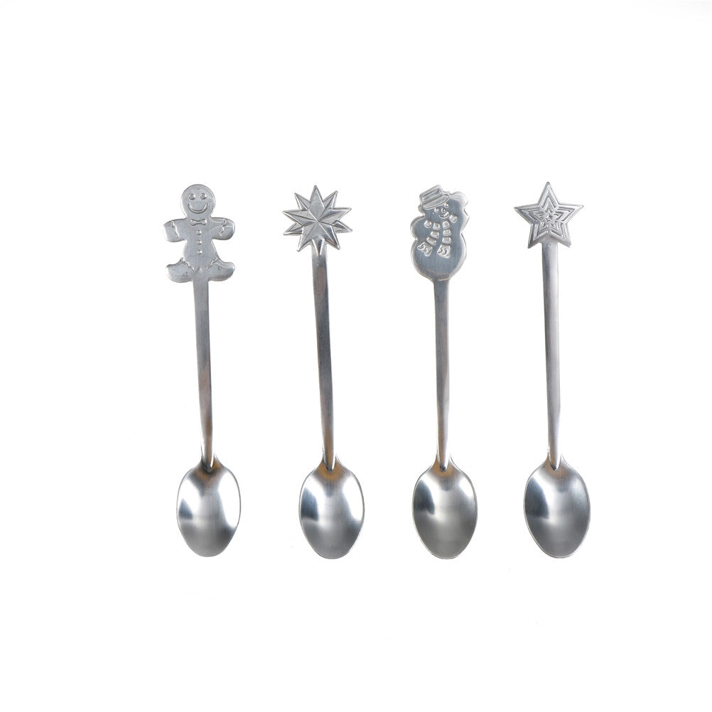 ELECTROPRIME 2 Sets Creative Stainless Steel Christmas Cutlery Four-piece Set
