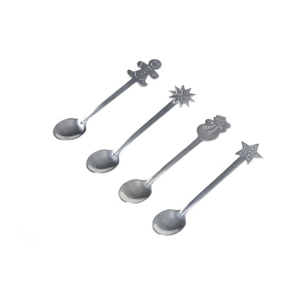 ELECTROPRIME 2 Sets Creative Stainless Steel Christmas Cutlery Four-piece Set