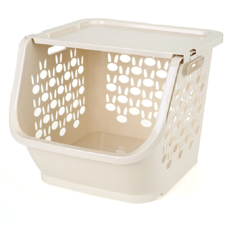 ELECTROPRIME Stackable Kitchen Plastic Storage Basket Bathroom Shelf(Beige)