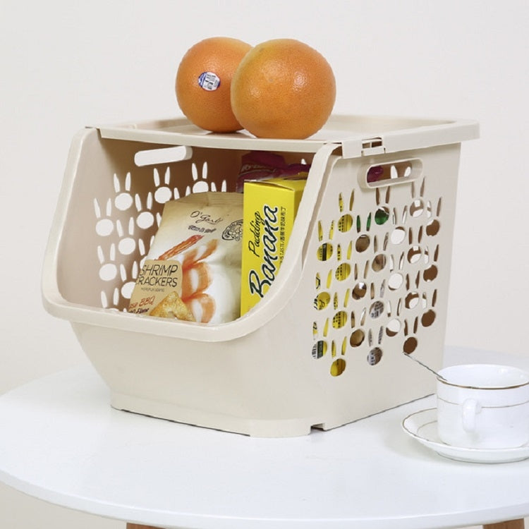 ELECTROPRIME Stackable Kitchen Plastic Storage Basket Bathroom Shelf(Beige)