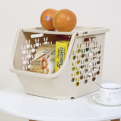 ELECTROPRIME Stackable Kitchen Plastic Storage Basket Bathroom Shelf(Beige)