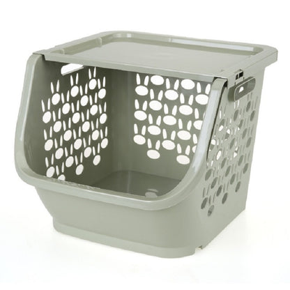 ELECTROPRIME Stackable Kitchen Plastic Storage Basket Bathroom Shelf(Green)
