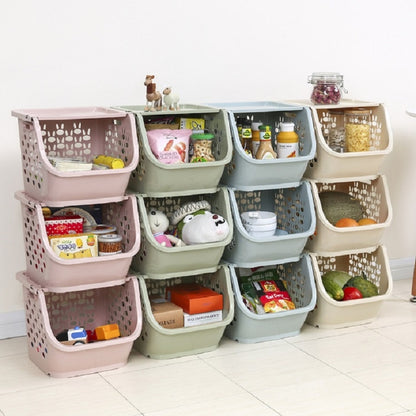 ELECTROPRIME Stackable Kitchen Plastic Storage Basket Bathroom Shelf(Green)