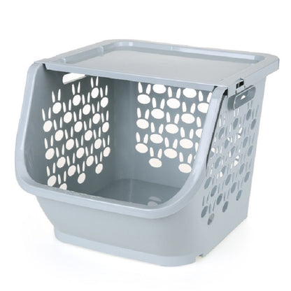ELECTROPRIME Stackable Kitchen Plastic Storage Basket Bathroom Shelf(Blue)