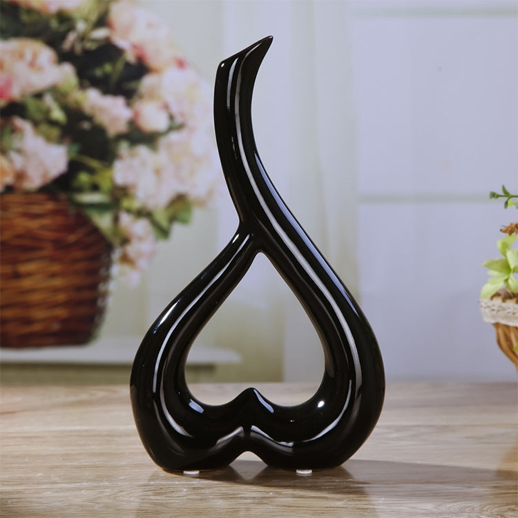 ELECTROPRIME Heart Shape Creative Ceramic Flower Vase Home Decor Wedding Festival Office Desktop Decoration(Black)