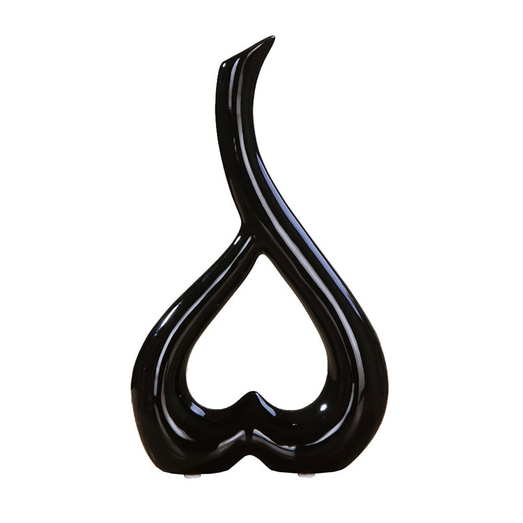 ELECTROPRIME Heart Shape Creative Ceramic Flower Vase Home Decor Wedding Festival Office Desktop Decoration(Black)