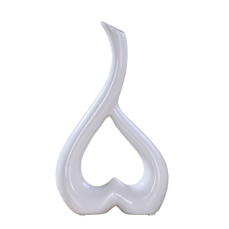 ELECTROPRIME Heart Shape Creative Ceramic Flower Vase Home Decor Wedding Festival Office Desktop Decoration(White)