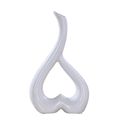 ELECTROPRIME Heart Shape Creative Ceramic Flower Vase Home Decor Wedding Festival Office Desktop Decoration(White)
