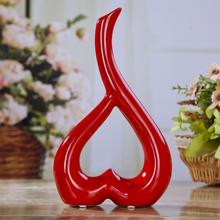 ELECTROPRIME Heart Shape Creative Ceramic Flower Vase Home Decor Wedding Festival Office Desktop Decoration(Red)