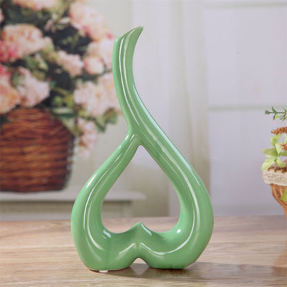 ELECTROPRIME Heart Shape Creative Ceramic Flower Vase Home Decor Wedding Festival Office Desktop Decoration(Green)