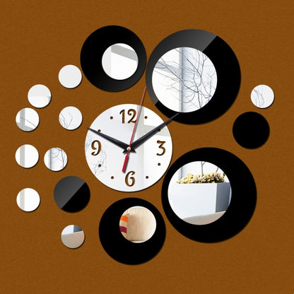 ELECTROPRIME 3D Stereo Decorative Clock Acrylic Digital Mirror Wall Sticker Wall Clock(Silver Black)