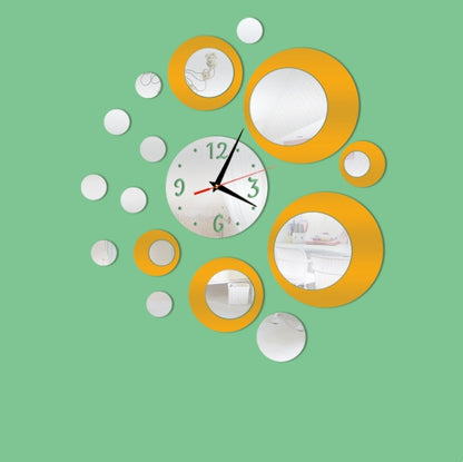 ELECTROPRIME 3D Stereo Decorative Clock Acrylic Digital Mirror Wall Sticker Wall Clock(Silver Gold)