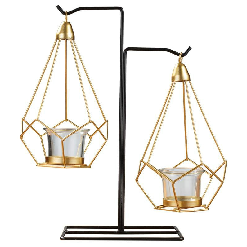 ELECTROPRIME Minimalist Wrought Iron Scented Candle Holder Romantic Candlelight Dinner Home Wedding Props Ornaments, Style:XY2005