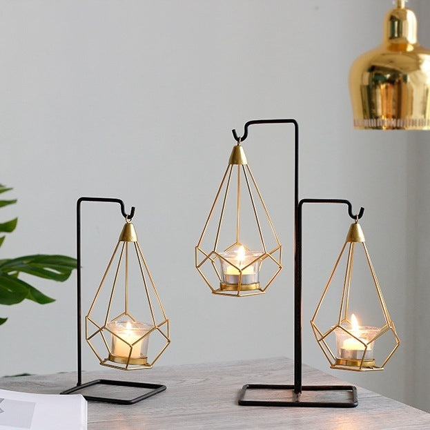 ELECTROPRIME Minimalist Wrought Iron Scented Candle Holder Romantic Candlelight Dinner Home Wedding Props Ornaments, Style:XY2005